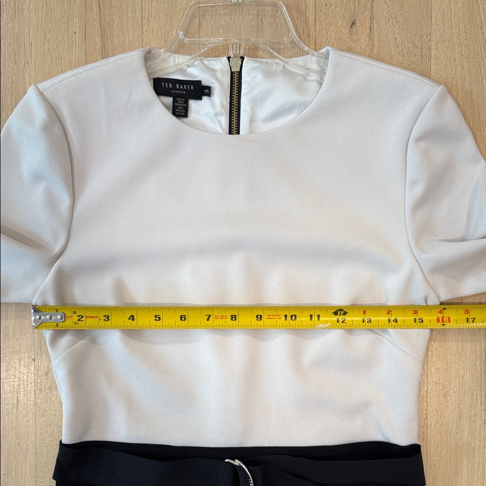 Ted Baker London Classic White and Black Fitted Midi Dress - Picture 11 of 11